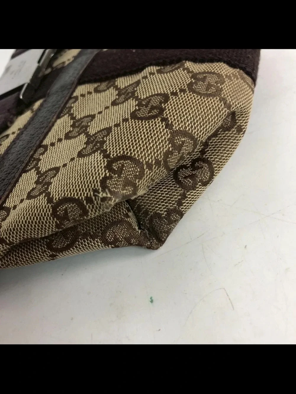 Gucci Beige GG Supreme Canvas Belt Bag with Dark Brown Strap